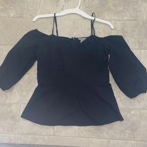Black, quarter sleeve, off the shoulder blouse.